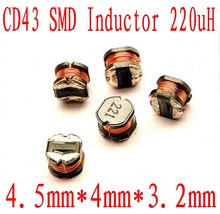 2000 unids/lote SMD inductancia de potencia SMD CD43 220UH 221*4,5*4*3,2 MM sin apantallar automático Inductor 2024 - compra barato