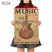 TIE LER постер в стиле музыкальной гитары, Классический Ностальгический винтажный постер из крафт-бумаги, настенный стикер для спальни, гостиной 2024 - купить недорого