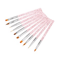 10pcs/set Nail Art Brush Painting Drawing Pen Builder Flat Gradient Line  UV Gel Acrylic Crystal Tips Design Manicure Tools 2024 - buy cheap