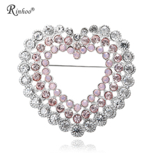 RINHOO Fashion Heart Love Brooches For Women Full Crystal Rhinestones Engagement Wedding Party Jewelry Brooch Pins 2024 - buy cheap