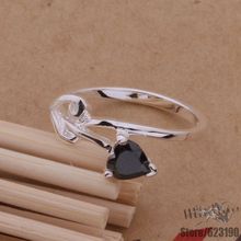 AR107 посеребренное кольцо, серебряные модные ювелирные изделия, ювелирные изделия инкрустированные черным камнем/dwkamnra fiwaoada 2024 - купить недорого