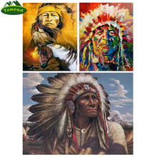 YUMEART Full Diamond Art DIY Diamond Painting"Indians Men and Eagles"Embroidery Rhinestones Mosaic Wall Decor Unique Gifts Item 2024 - buy cheap