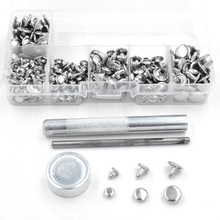 150 sets of rivets and tool kits. Silver double-sided rivets. Metal buttons. Press button. Luggage nails. Clothing & Accessories 2024 - buy cheap