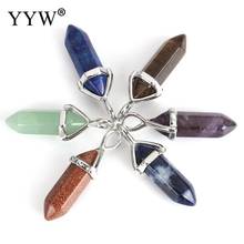 Wholesale 2017 Charm Women Assorted Pendant Heart Natural Quartz Mixed Stone Charms Pendants for Necklace 2024 - buy cheap