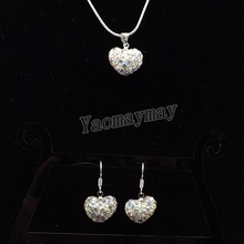 Heart Shape Rhinestone Jewelry Set AB Clear Crystal Earrings And Necklace 5 Sets Wholesale Free Shipping 2024 - buy cheap