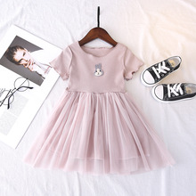 Летние Детские платья для девочек с кроликом, платье принцессы с короткими рукавами, корейское праздничное платье для малышей, одежда для девочек, 2019 2024 - купить недорого