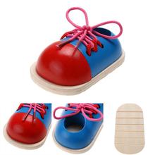 1pcs Kids Lacing Shoes Montessori Educational Toys Children Wooden Toys Toddler Early Education Montessori Teaching Puzzle Toys 2024 - buy cheap