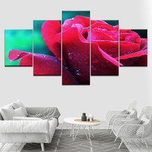 Póster de pared de flores rojas, lienzo de papel tapiz de 5 piezas, póster moderno, pintura de Arte Modular para decoración del hogar y sala de estar 2024 - compra barato