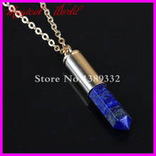 Nature Lapis Lazuli Gems Point Bullet Necklace Real  Casing Gems Pendant Drusy Quartz Druzy Pendant Necklace 2024 - buy cheap