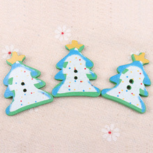 Wooden Christmas Tree Pattern Buttons 2 Holes Scrapbook Collection Craft Handmade Sewing Home Decoration 29x36mm 10pcs 2024 - buy cheap