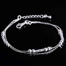 Women's Fashion Silver Plated Bracelets Alloy Beads String Chain Bracelet Bangle 2024 - buy cheap