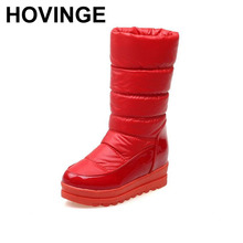 Hovinge sapatos femininos de pele grossa, botas de neve, calçados de cunha quente para o frio, sapatos de inverno, meia bota curta, uso de caminhada feminino 2024 - compre barato