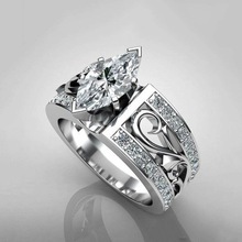Anel corte de noivado para mulheres, anel de noivado, cor prata, vazado, flor, aliança de casamento, joias de cristal, dainty 2024 - compre barato