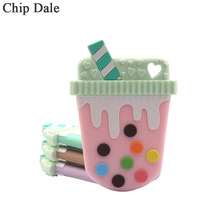 Chip Dale 5pcs Cute Baby Teether Milk Tea Cup Silicone Teether DIY Accessories Nursing Teething Toys Food Grade Silicone Teether 2024 - buy cheap