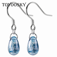 TOYOOSKY 925 Sterling Silver Dangle Earrings Jewelry Water Drop Shape Blue  Opal Natural Stone Pendants Drop Earrings for Women 2024 - buy cheap