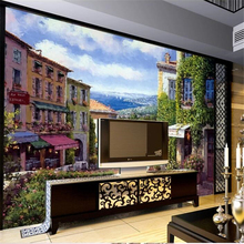 beibehang Custom wallpaper 3d stereo photo mural beautiful town landscape oil painting background wall paper decorative painting 2024 - buy cheap