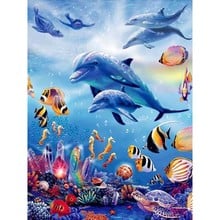 5D DIY Full square Diamond Painting World Of Sea Animals Mosaic Diamond Rhinestone Embroidery Cross Stitch home decor gift KBL 2024 - buy cheap