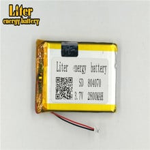Conector de 2 pinos de 1.0mm, bateria recarregável de 3.7v 804070 2800mah e-book gps pda lipo 2024 - compre barato