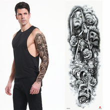 Adesivo de tatuagem temporário com estampa de caveira morta, flor completa, arte corporal com braços, grande, 1 peça 2024 - compre barato