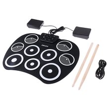 Portable Electronics Drum Kit Roll Up Drum 9 Drumsticks USB Silica gel+plastic Footswitch Powered Pedals USB Cable 2024 - buy cheap