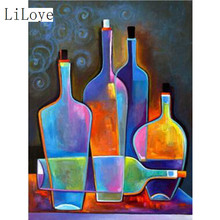 LI LOYE Abstract painting 5D DIY Diamond embroidery kit Five bottles of wine diamond mosaic picture full rhinestone Decor FZ411 2024 - buy cheap