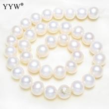 Grade AAA 12-13mm White Cultured Round Freshwater Pearl Natural Stone Beads For DIY Necklace Bracelet Jewelry Making 15" 2024 - buy cheap