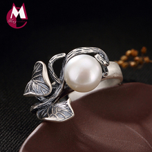 Anillo ajustable de amor con inicial de perla de agua dulce Natural para mujer, joyería de plata de ley 100% S990, banda de boda, anillo de nudillos R35 2019 2024 - compra barato