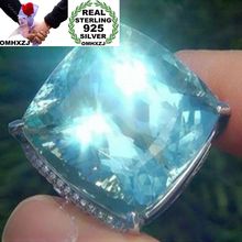 Hxomzj anel de prata para mulheres, anel hxomzj de prata esterlina 925 para festa, presente de casamento, topázio azul para mar 2024 - compre barato