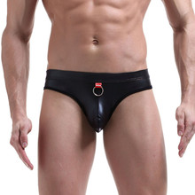 Men Briefs Sexy Underpants Mens Cueca Underwear Leather PU Low Waist Briefs Male Underpants For Men Briefs Gay Male Underwear 2024 - buy cheap