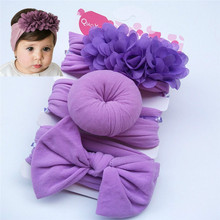 Venda faixa de cabelo 3 argolas estilosa de nylon para crianças meninas bebês faixa de cabelo flor acessórios para cabelos 2024 - compre barato