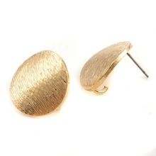 DoreenBeads Zinc Based Alloy Ear Post Stud Earrings Findings Round Oval Style Gold W/ Open Loop Jewelry DIY Charns, 10 PCs 2024 - buy cheap