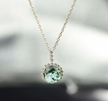 2018 pingente prata 925 pura para casamento colar geométrico seção design cristal verde joia atacado 2024 - compre barato