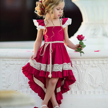 LOVE DD&MM Girls Dresses 2022 Spring New Children's Wear Girls Sweet Front Short Long Lace Backless Irregular Dovetail Dress 2024 - buy cheap