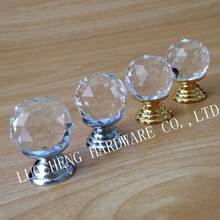 FAST SHIPPING 20mm Clear Transparent Cut Crystal knobs for Jewelly Box Cabinet Knobs Cupboard Knobs Chrome Finish Gold finish 2024 - buy cheap