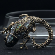 Antique Silver Vintage Abalone Shell Gecko Brooches For Women Animal Lizard Broches Pins Suit Dresses Men's Vintage Brooches 2024 - купить недорого