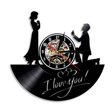 Reloj de pared con grabación de vinilo "I Love You Forever", regalo de aniversario de matrimonio, colgante de pared, decoración de boda 2024 - compra barato
