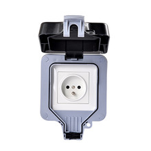 IP66 16A 250V IP44 EU outdoor power socket black white France Waterproof socket French cable outlet with cover 2024 - buy cheap