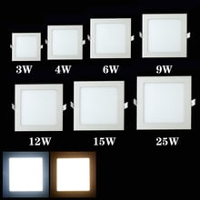 Panel de luz LED de 3W, 9W, 12W, 15W, 25W, Blanco cálido/blanco frío, Bombilla cuadrada suspendida de techo, AC85-265V, Envío Gratis 2024 - compra barato