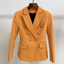 High street mais novo 2022 barroco designer blazer feminino fino encaixe leão botões duplo breasted blazer jaqueta laranja 2024 - compre barato