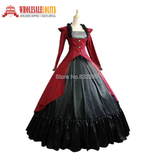 Burgundy and Black Cotton Southern Belle Ball Gown Victorian 2024 - buy cheap