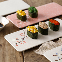 Plato de Sushi de cerámica, de estilo japonés bandeja plana, barra de Sushi, plato de comida fría, exhibición de pez sashirawfish, vajilla de diseño Sakura, 1 unidad 2024 - compra barato