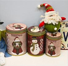 3pc/set Snowman Style Tin storage case Round shape Iron container Metal storage box Candy can Christmas Gift Box 2024 - buy cheap