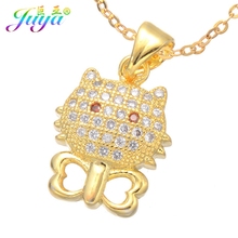 Juya Ali Moda Fashion Gold /Rose Gold Necklace Micro Pave Zorcon Cartoon Pet Cat Pendant Necklace For Women Girls Gift 2024 - buy cheap
