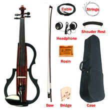 Hot selling 3-Band-EQ Electric Art Violin Full size 4/4 strings Coffee Solid Wood Silent Violino with Ebony Fittings with case 2024 - buy cheap