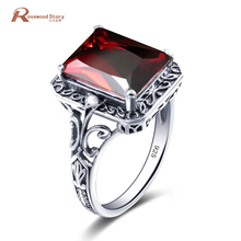 Simple Charming Handmade Genuine Austrian Crystals Ring Garnet CZ Women Luxury Cocktail Ring 925 Sterling Silver Jewelry 2024 - buy cheap