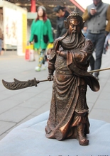 Chinese Copper Bronze Feng Shui Dragon Guan Gong GuanYu Hold Dragon Sword Statue 2024 - buy cheap