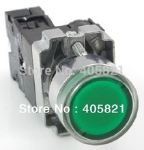 Momentary Green Flush Push Button With Pilot lamp AC/DC 24V  1N/O  22MM Spring Return 2024 - buy cheap