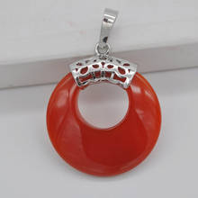 Natural Red Carnelian Circle Stone GEM Pendant Jewelry S3146 2024 - buy cheap