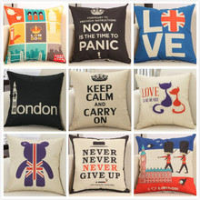 #1110 British style personality London creative cotton linen printed pillow cushions office sofa  hot no filling 2024 - buy cheap