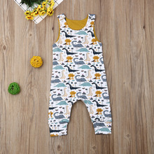 Летняя одежда для новорожденных девочек и мальчиков, хлопковый комбинезон без рукавов с принтом динозавра, цельный костюм 2024 - купить недорого